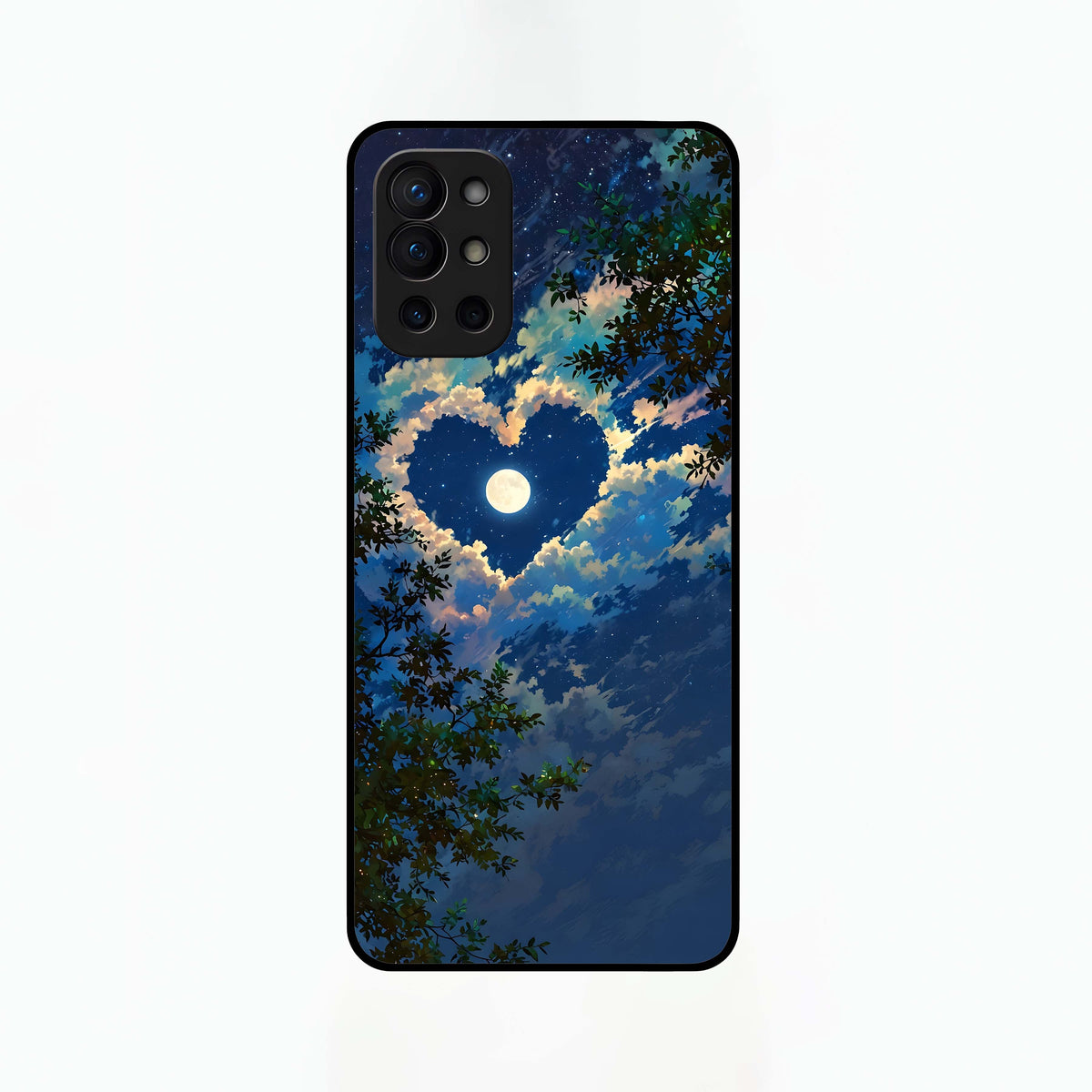  Heart With Moon Sky Glass Case For OnePlus 9R back cover – full design glossy printed glass finish