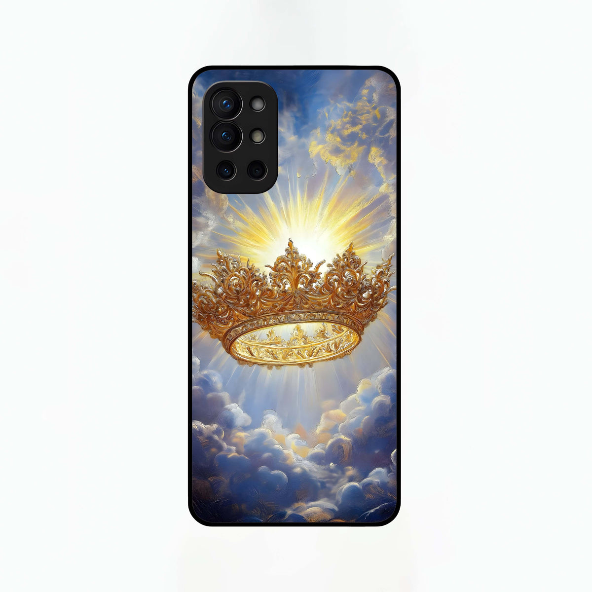  Heavenly Crown Light Glass Case For OnePlus 9R back cover – full design glossy printed glass finish