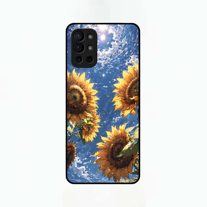  Heavenly Sunflower Rise Glass Case For OnePlus 9R back cover – full design glossy printed glass finish