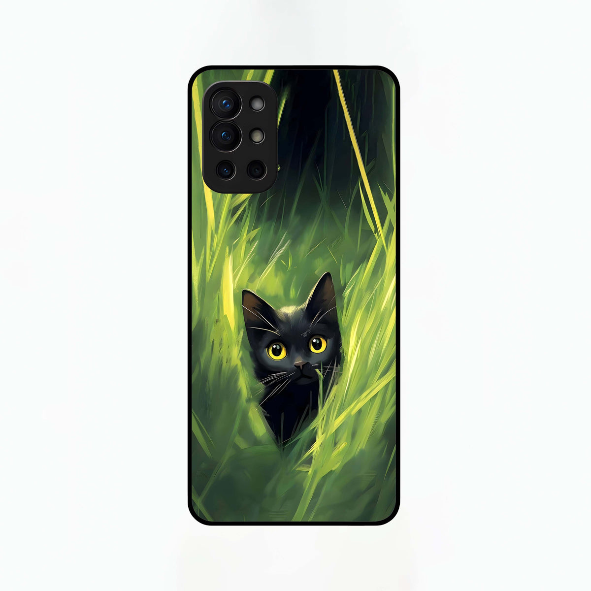  Hidden Cat Whisper Glass Case For OnePlus 9R back cover – full design glossy printed glass finish