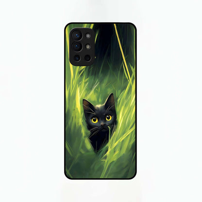  Hidden Cat Whisper Glass Case For OnePlus 9R back cover – full design glossy printed glass finish
