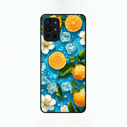  Ice Cube With Orange Glass Case For OnePlus 9R back cover – full design glossy printed glass finish