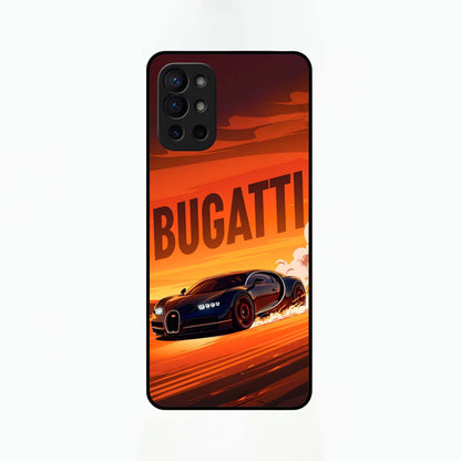  Inferno Bugatti Storm Glass Case For OnePlus 9R back cover – full design glossy printed glass finish