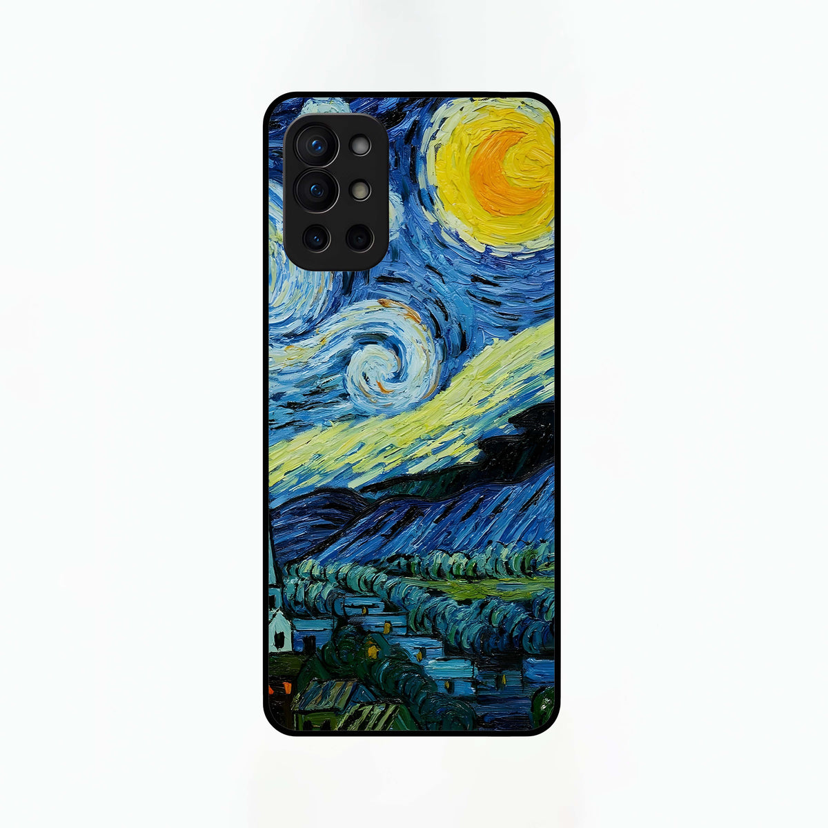  Inspired Van Gogh Art Glass Case For OnePlus 9R back cover – full design glossy printed glass finish