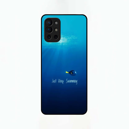  Just Keep Swimming Glass Case For OnePlus 9R back cover – full design glossy printed glass finish