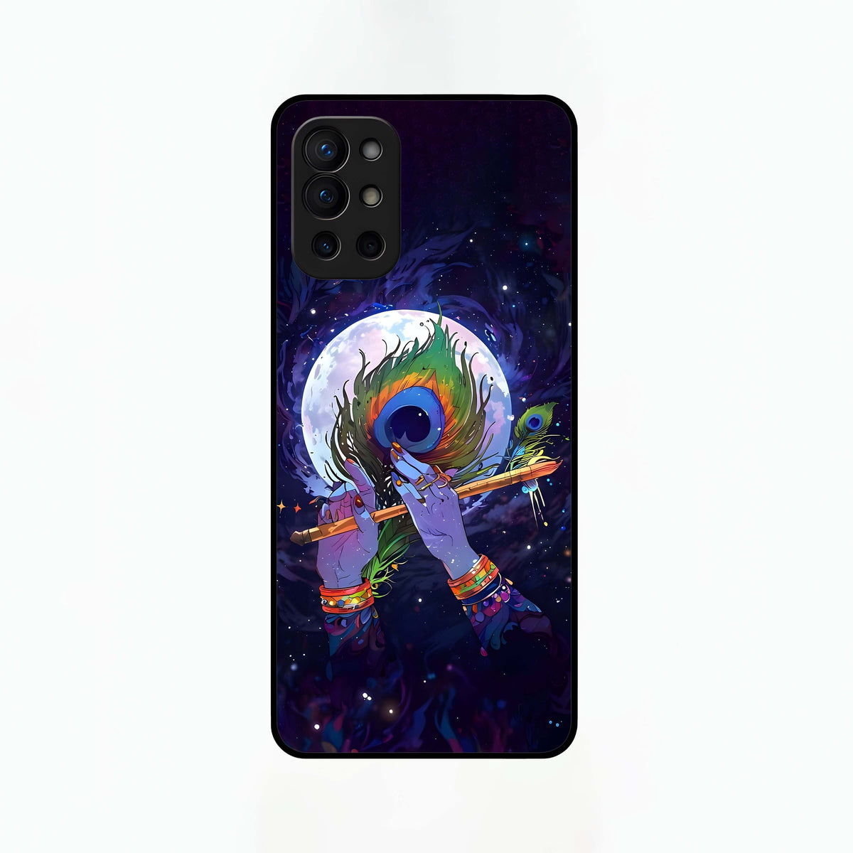  Krishna Hands Art Glass Case For OnePlus 9R back cover – full design glossy printed glass finish