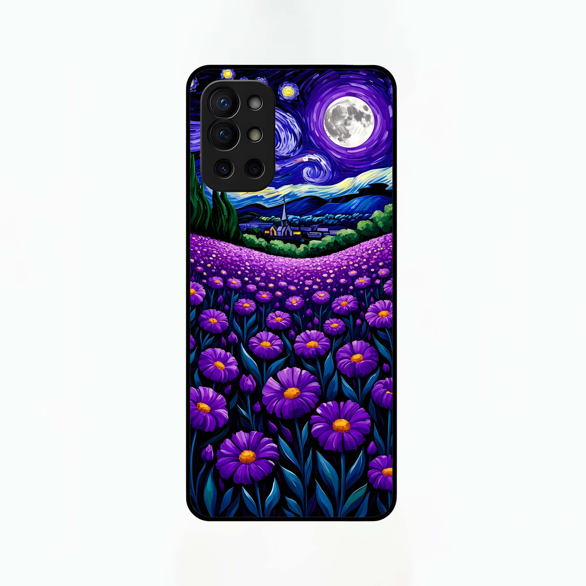  Lavender Moon Field Glass Case For OnePlus 9R back cover – full design glossy printed glass finish