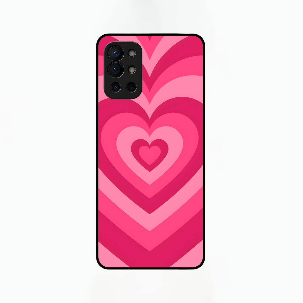  Layered Love Hearts Glass Case For OnePlus 9R back cover – full design glossy printed glass finish