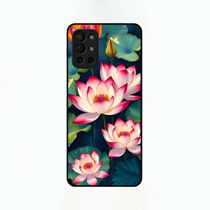  Lotus Dream Serenity Glass Case For OnePlus 9R back cover – full design glossy printed glass finish