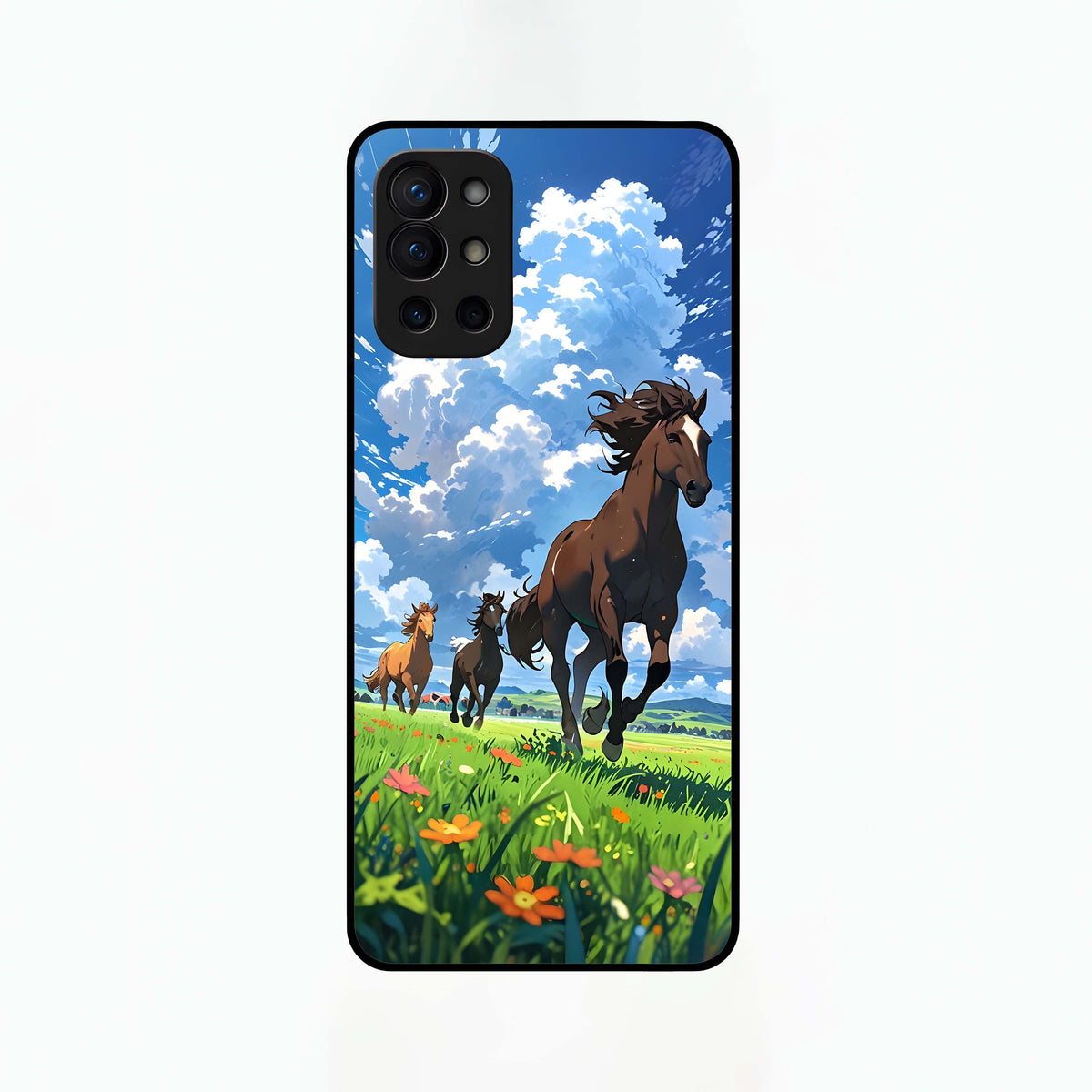  Majestic Horses Galloping Glass Case For OnePlus 9R back cover – full design glossy printed glass finish