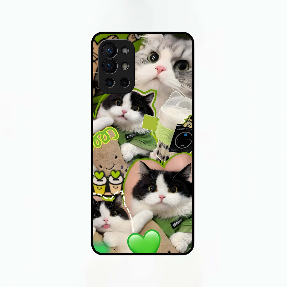  Matcha Cats Mood Glass Case For OnePlus 9R back cover – full design glossy printed glass finish