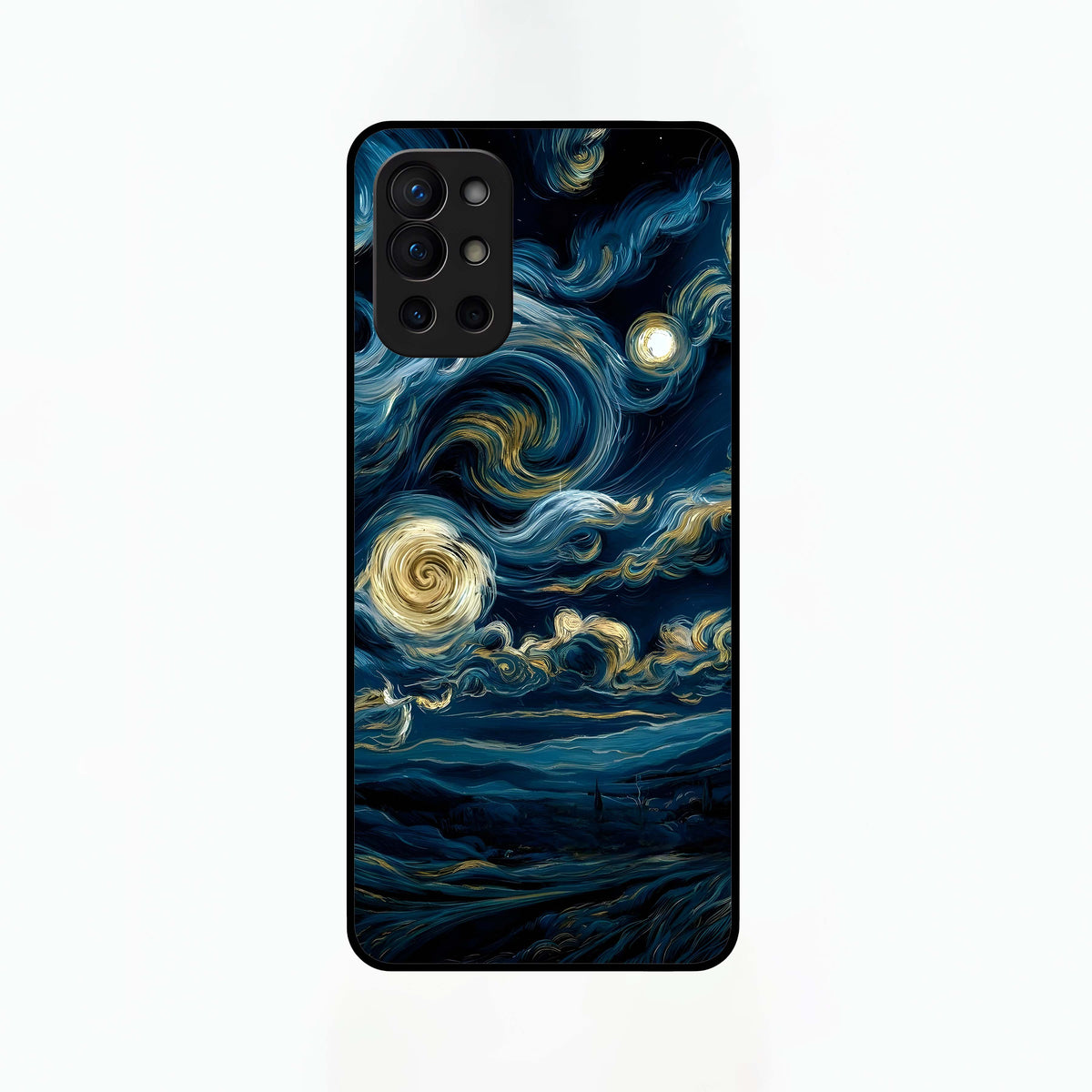  Midnight Sky Whirl Glass Case For OnePlus 9R back cover – full design glossy printed glass finish