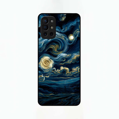  Midnight Sky Whirl Glass Case For OnePlus 9R back cover – full design glossy printed glass finish