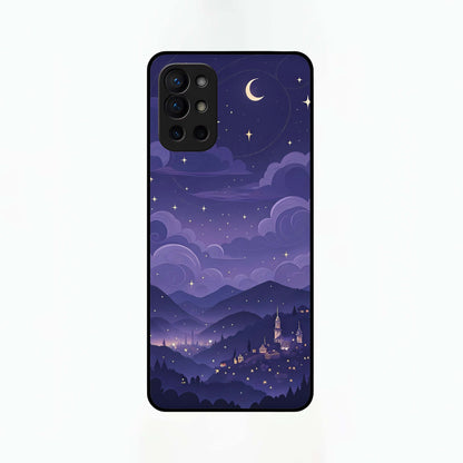  Minimal Night View Glass Case For OnePlus 9R back cover – full design glossy printed glass finish
