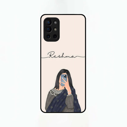  Mirror Mood Muse With Custom Name Glass Case For OnePlus 9R back cover – full design glossy printed glass finish