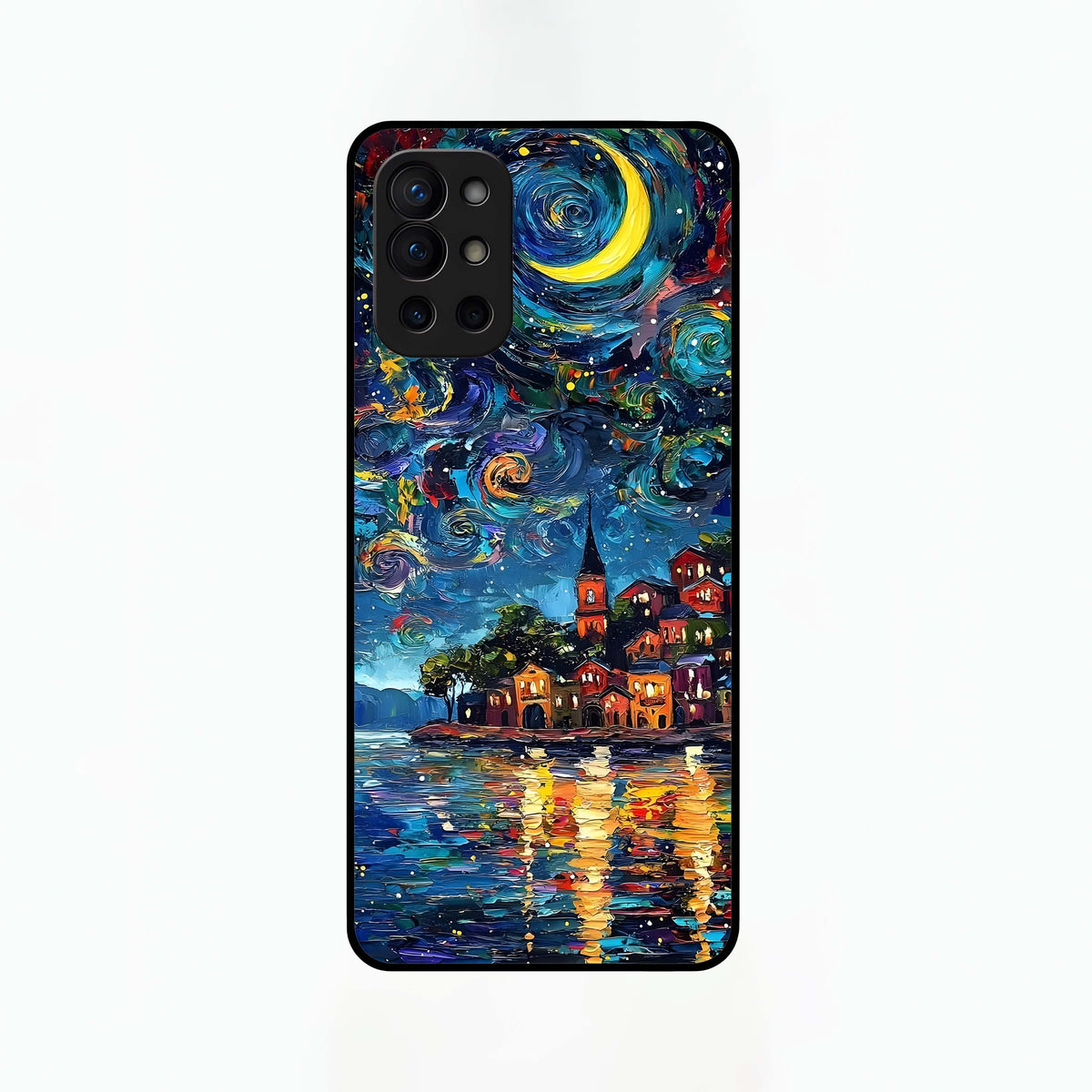  Moonlight Harbor Glow Glass Case For OnePlus 9R back cover – full design glossy printed glass finish
