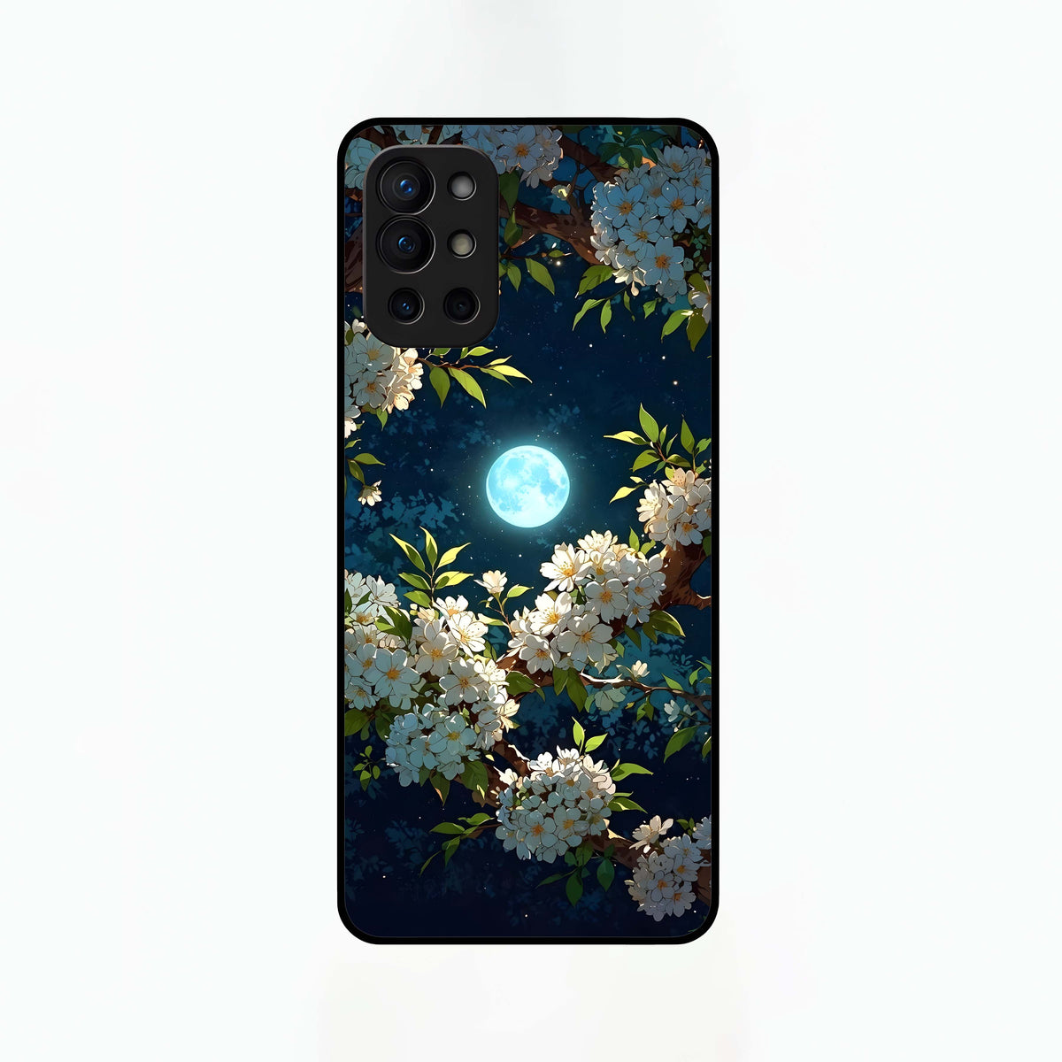  Moonlit Blossom Dream Glass Case For OnePlus 9R back cover – full design glossy printed glass finish