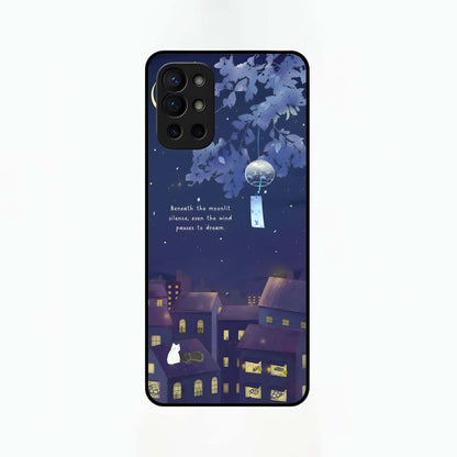  Moonlit Cat Silence Glass Case For OnePlus 9R back cover – full design glossy printed glass finish