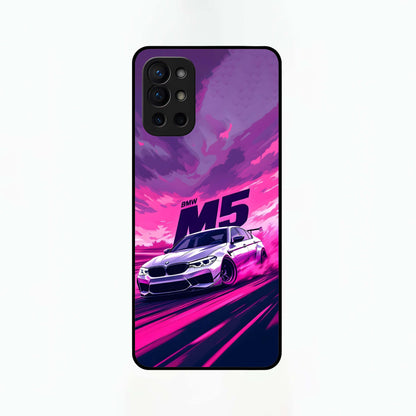  MS Neon Car Glass Case For OnePlus 9R back cover – full design glossy printed glass finish