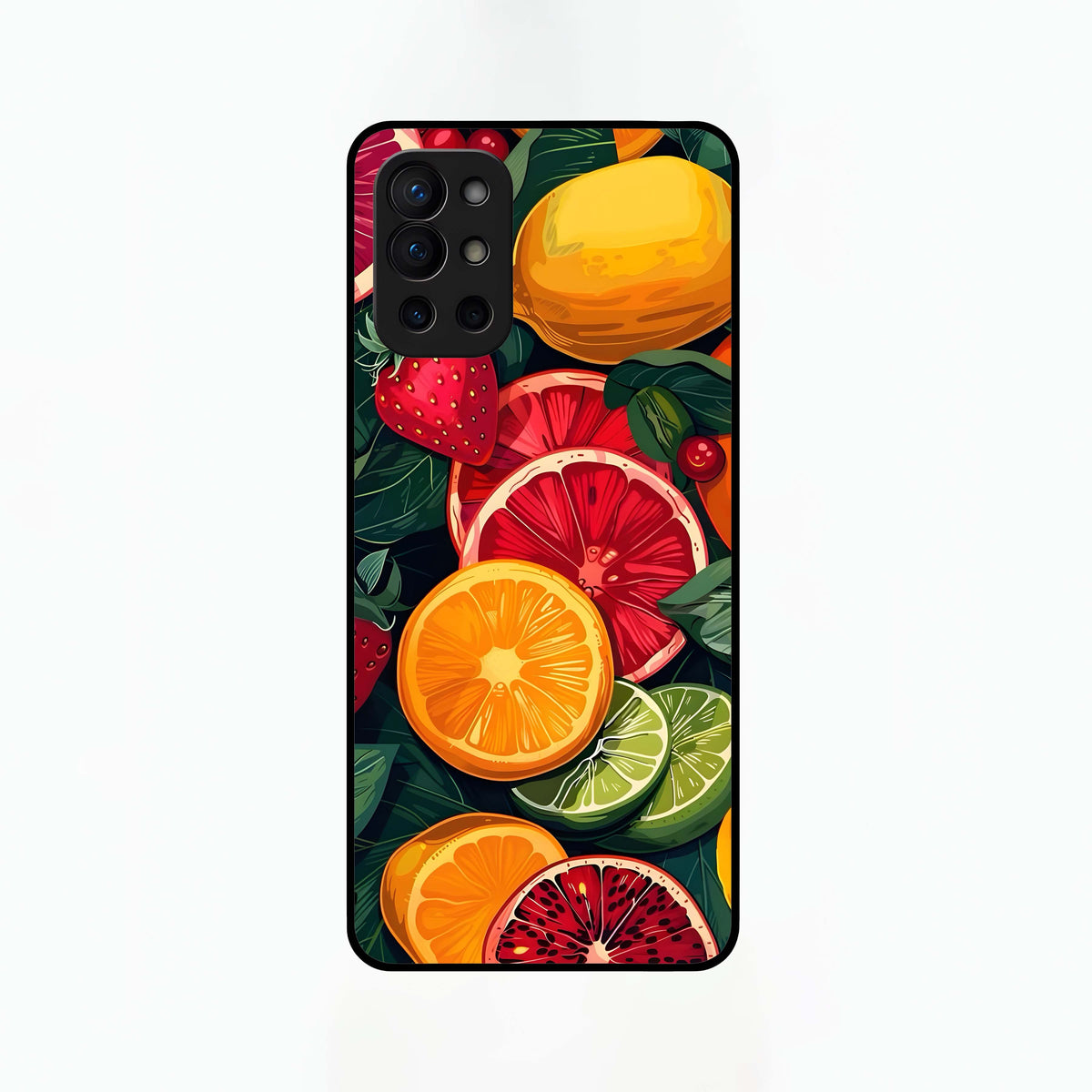  Multiple Fruits Glass Case For OnePlus 9R back cover – full design glossy printed glass finish