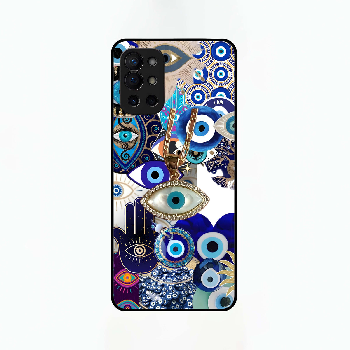  Mystic Charm Eye Glass Case For OnePlus 9R back cover – full design glossy printed glass finish