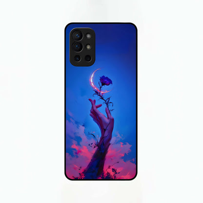  Mystic Hand Glass Case For OnePlus 9R back cover – full design glossy printed glass finish