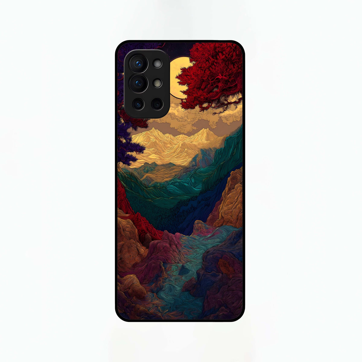  Mystic Valley Light Glass Case For OnePlus 9R back cover – full design glossy printed glass finish
