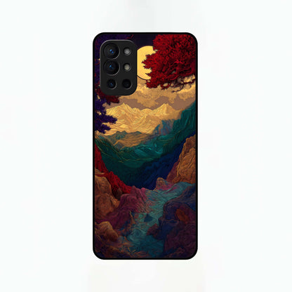 Mystic Valley Light Glass Case For OnePlus 9R back cover – full design glossy printed glass finish