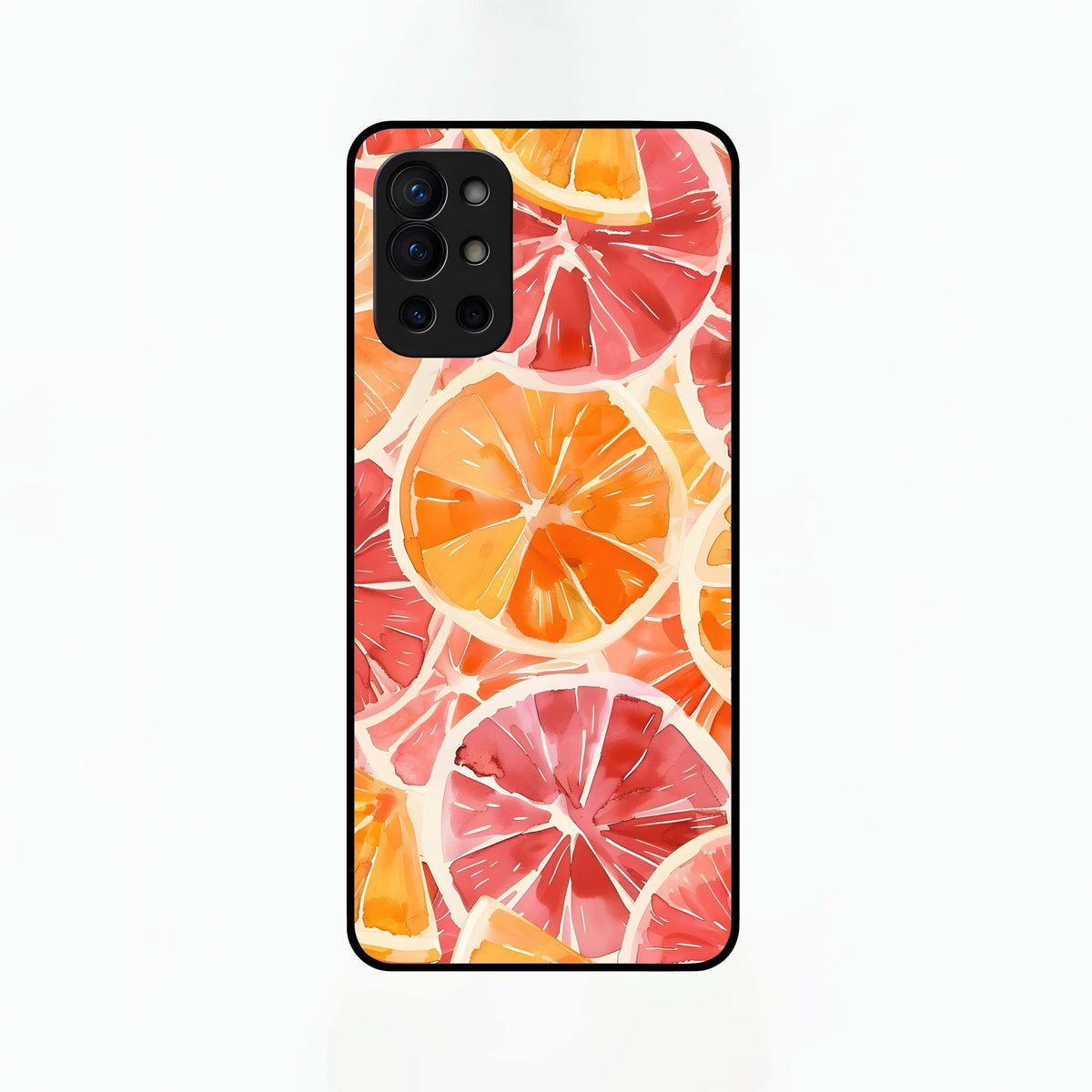  Orange Fruits Pattern Glass Case For OnePlus 9R back cover – full design glossy printed glass finish