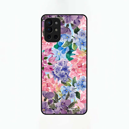  Pastel Floral Mix Glass Case For OnePlus 9R back cover – full design glossy printed glass finish