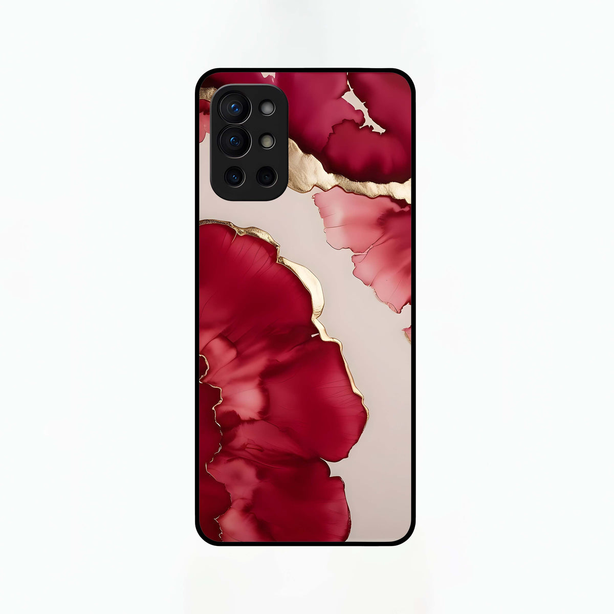 Pink And White Marble Glass Case For OnePlus 9R back cover – full design glossy printed glass finish