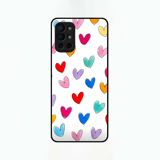  Playful Love Doodles Glass Case For OnePlus 9R back cover – full design glossy printed glass finish