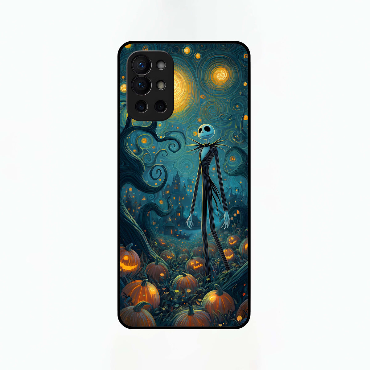  Pumpkin Moon Night Glass Case For OnePlus 9R back cover – full design glossy printed glass finish