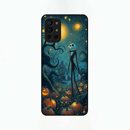  Pumpkin Moon Night Glass Case For OnePlus 9R back cover – full design glossy printed glass finish