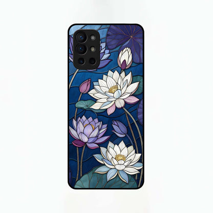  Purple Lotus Stained Glass Case For OnePlus 9R back cover – full design glossy printed glass finish