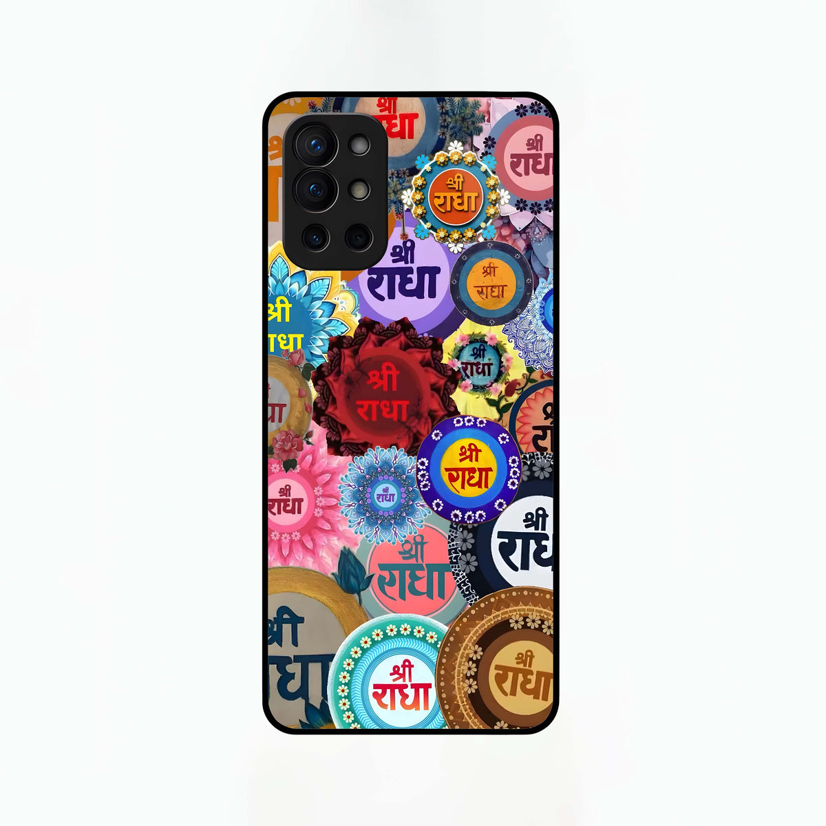  Radha Divine Bloom Glass Case For OnePlus 9R back cover – full design glossy printed glass finish