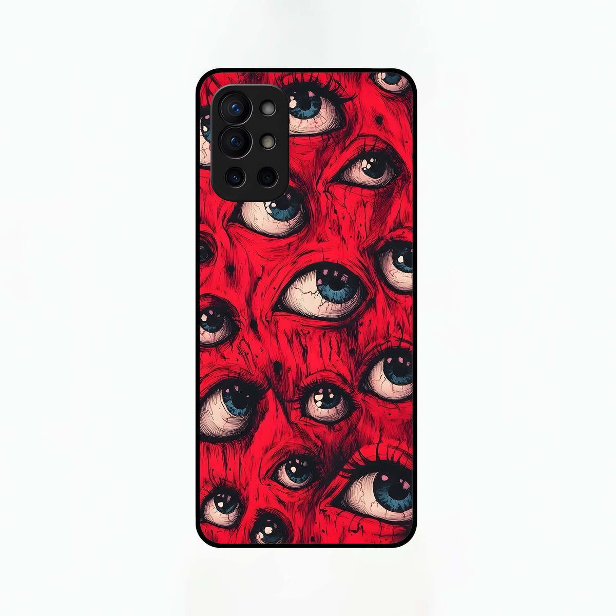  Red Eyes Pattern Glass Case For OnePlus 9R back cover – full design glossy printed glass finish