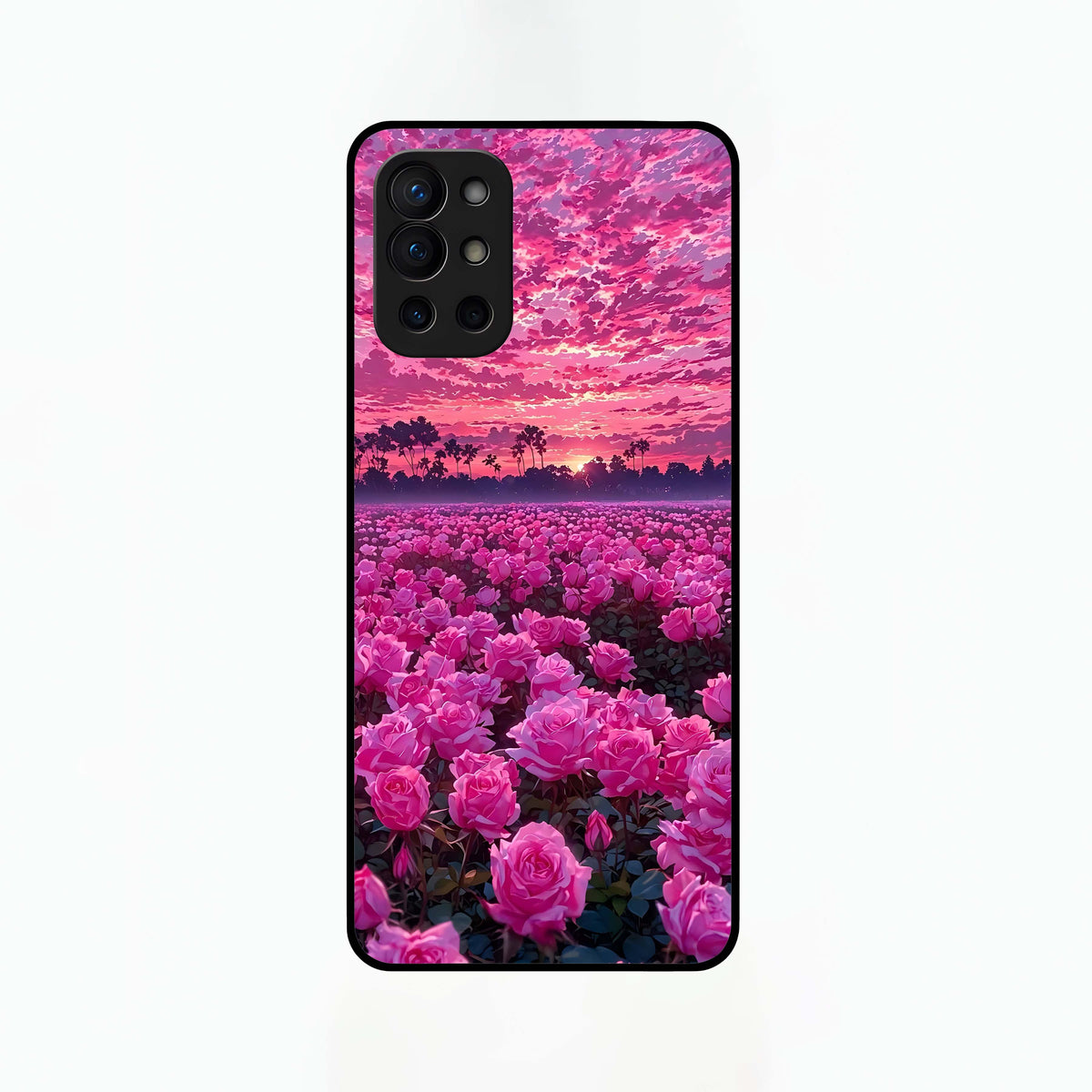  Rose Sunset Valley Glass Case For OnePlus 9R back cover – full design glossy printed glass finish