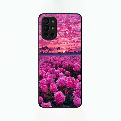  Rose Sunset Valley Glass Case For OnePlus 9R back cover – full design glossy printed glass finish