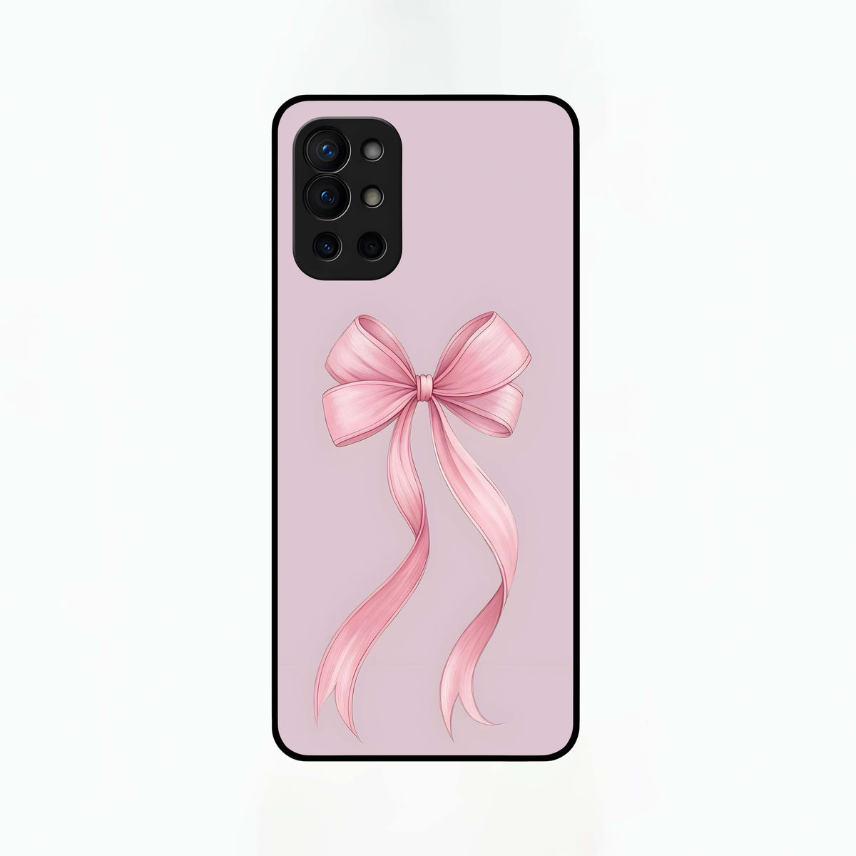 Soft Blush Bow Glass Case For OnePlus 9R back cover – full design glossy printed glass finish