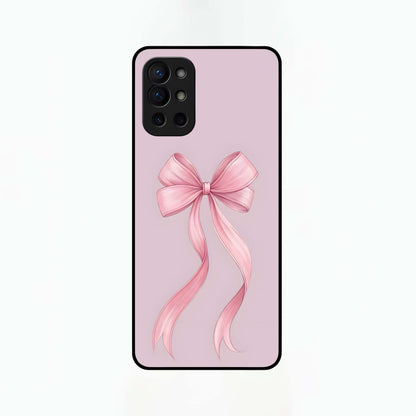  Soft Blush Bow Glass Case For OnePlus 9R back cover – full design glossy printed glass finish