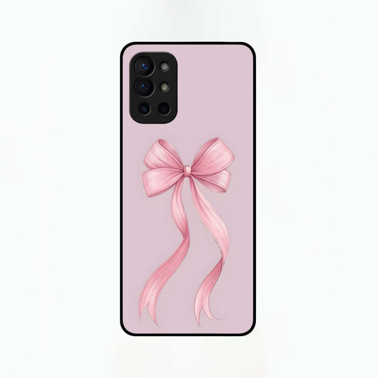  Soft Blush Bow Glass Case For OnePlus 9R back cover – full design glossy printed glass finish