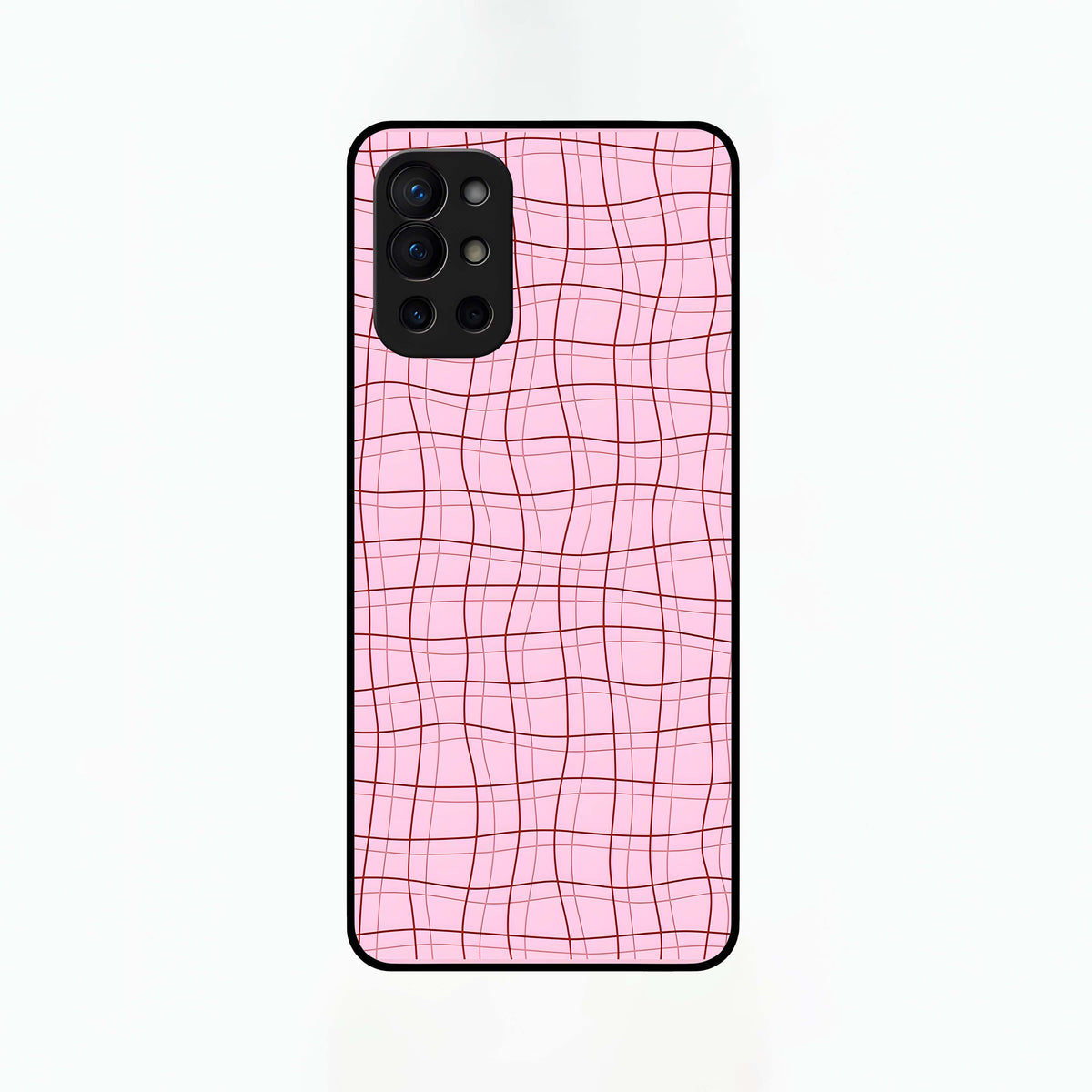  Soft Grid Bliss Glass Case For OnePlus 9R back cover – full design glossy printed glass finish
