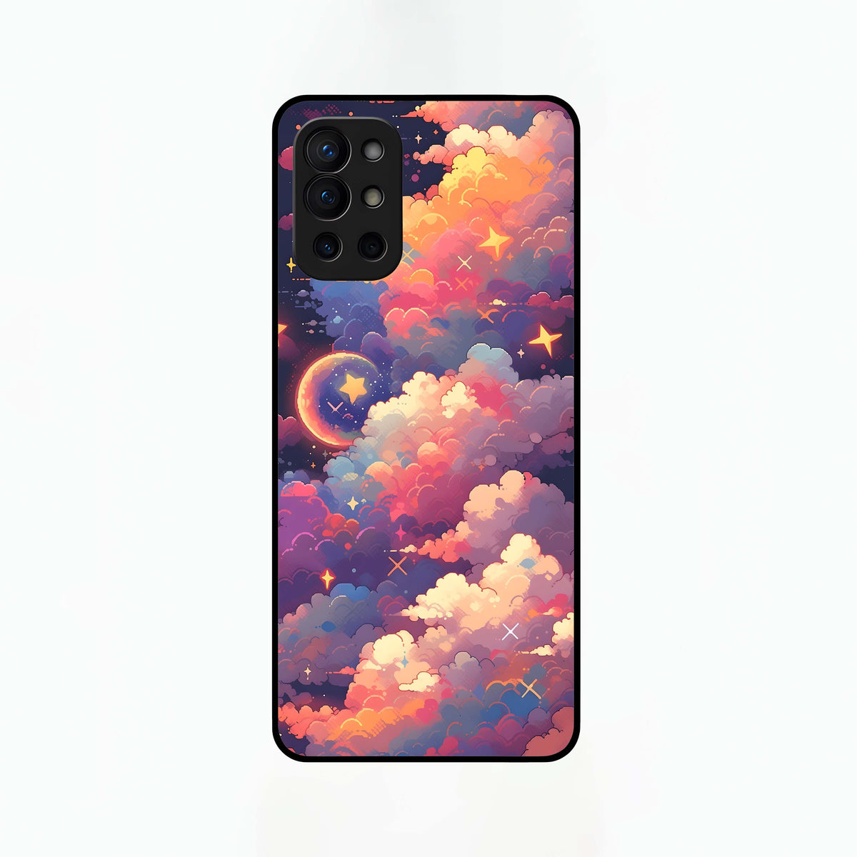  Starlit Dream Clouds Glass Case For OnePlus 9R back cover – full design glossy printed glass finish