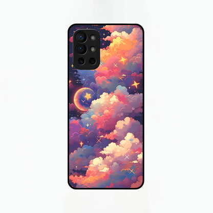  Starlit Dream Clouds Glass Case For OnePlus 9R back cover – full design glossy printed glass finish