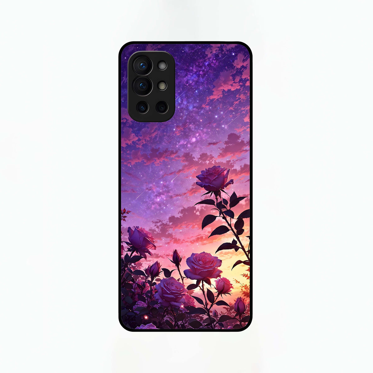  Starlit Rose Twilight Glass Case For OnePlus 9R back cover – full design glossy printed glass finish