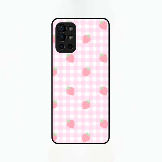  Strawberry Picnic Love Glass Case For OnePlus 9R back cover – full design glossy printed glass finish