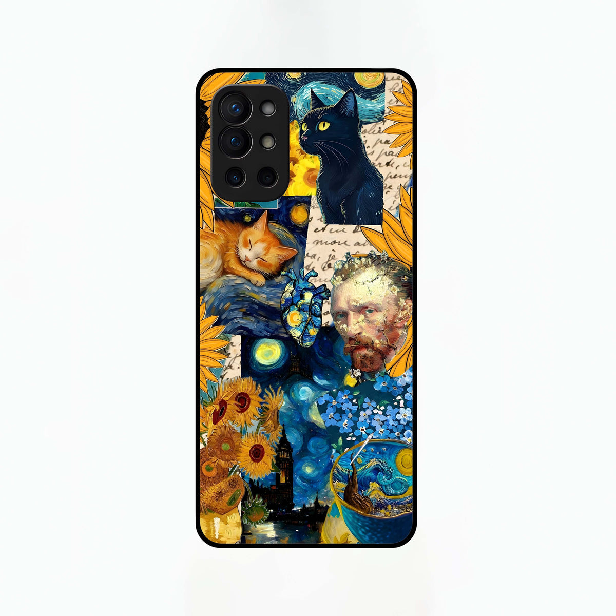  Sunflower Chic Mood Custom Name Glass Case For OnePlus 9R back cover – full design glossy printed glass finish