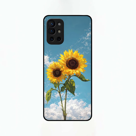  Sunlit Daisy Glow Glass Case For OnePlus 9R back cover – full design glossy printed glass finish