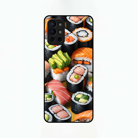  Sushi Food Pattern Glass Case For OnePlus 9R back cover – full design glossy printed glass finish